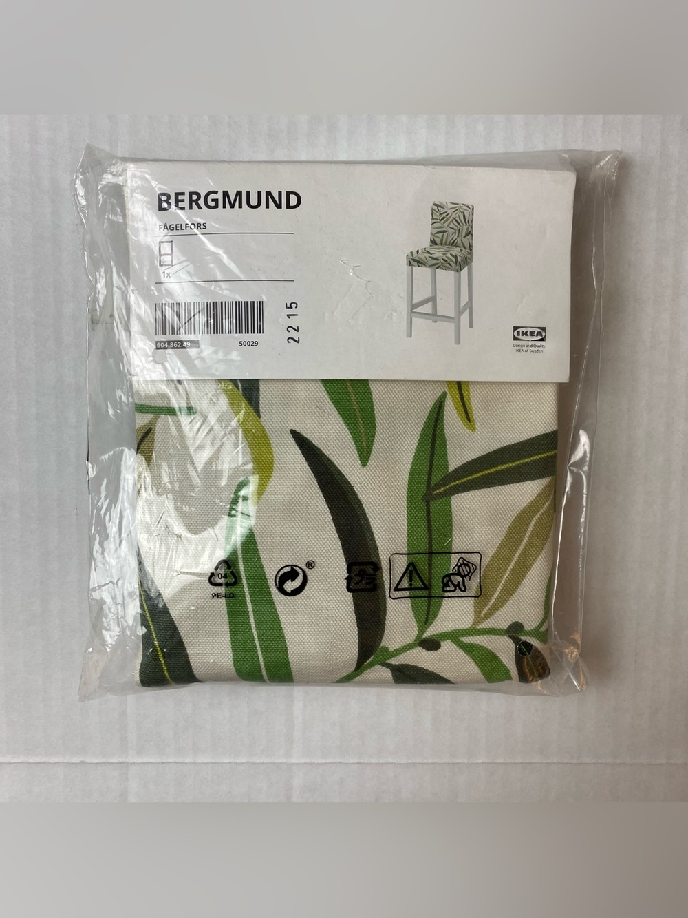 IKEA Bergmund Fagelfors Chair Cover Leaves Print New 100% Cotton